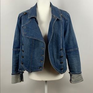FREE PEOPLE Denim Military Band Jacket